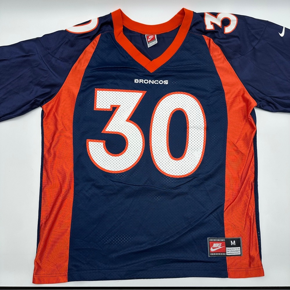 Nike Denver Broncos Terrell Davis 30 Jersey Mens Medium Navy Orange Vintage NFL‎